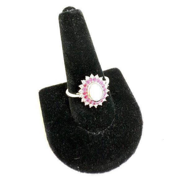 😍"Put a Ring On IT Event" Australian Opal, Multi Gemstone Double Halo Ring - Picture 1 of 1